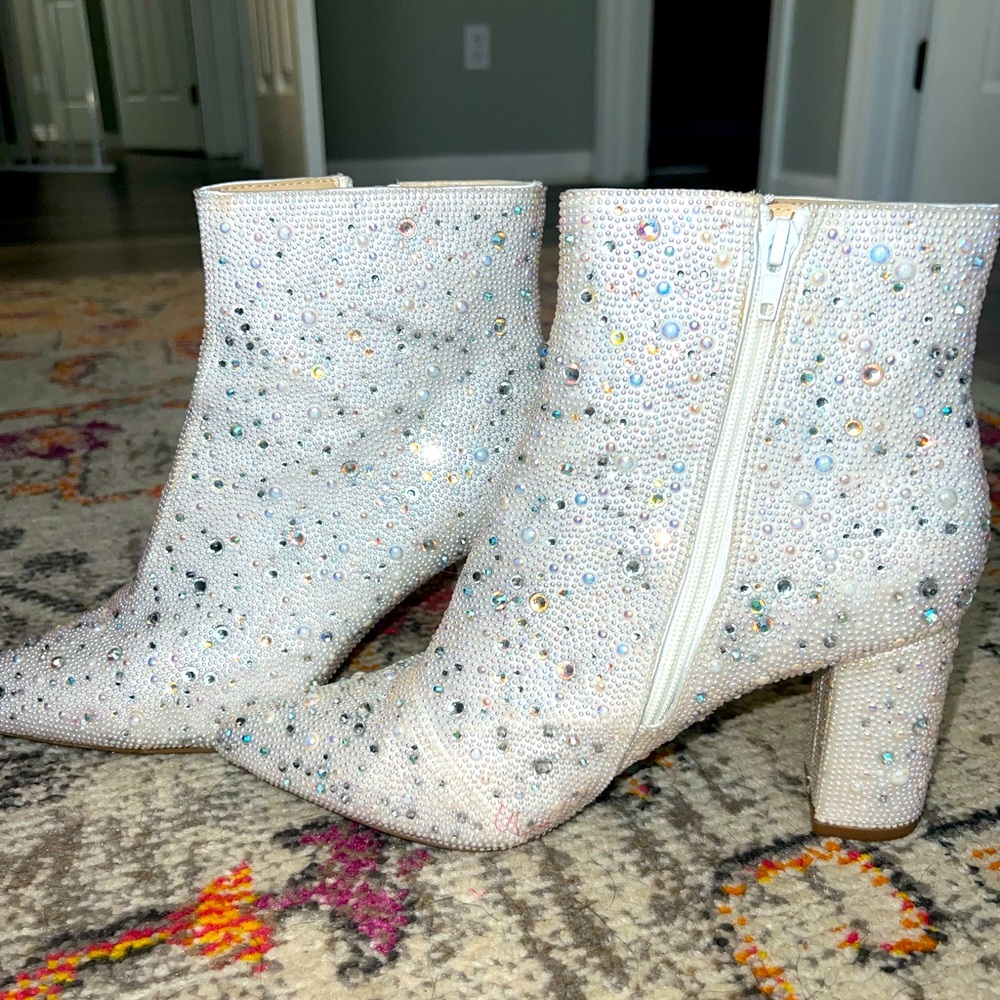 Betsey Johnson Rhinestone Block Booties!